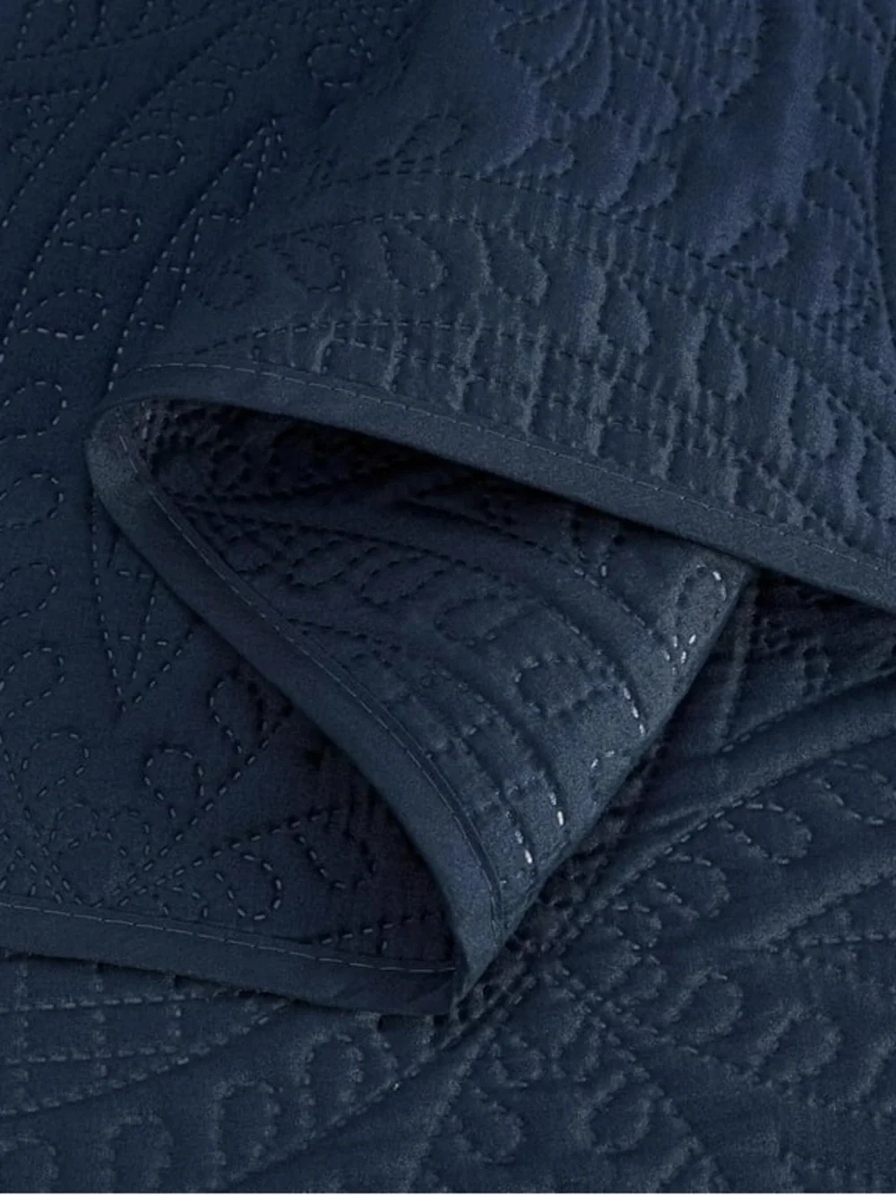Navy Quilted king 3 piece Bedding Set -